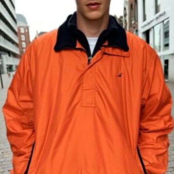 Nautica Other - Nautica Mens Windbreaker Pullover L Orange Nylon Quarter Zip Streetwear Y2K